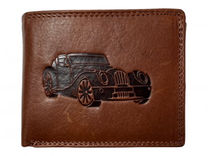 Celokožená peněženka s autem - hnědá 7909