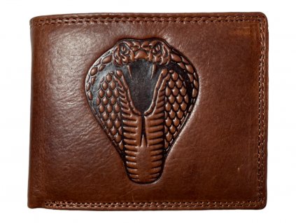 Celokožená peněženka s hadem - hnědá 7909