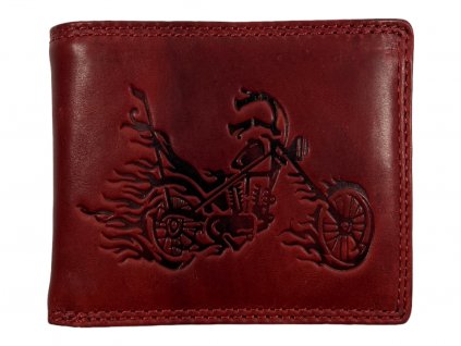 Kožená peněženka červená - motorka 104