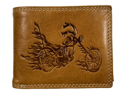 Kožená peněženka hnědá - motorka 104