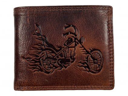 Kožená peněženka tmavě hnědá - motorka 104