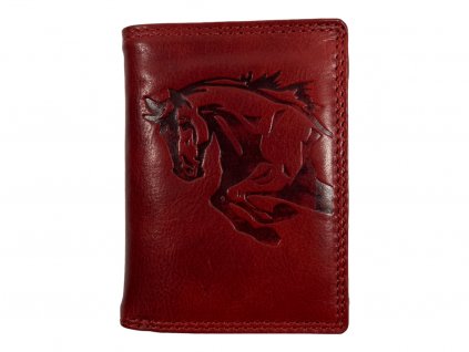 Kožená peněženka červená - kůň 107