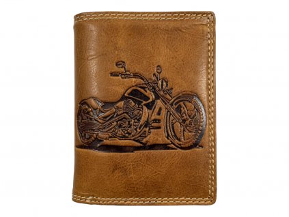 Kožená peněženka hnědá - motorka 105