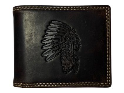 Kožená peněženka s indiánem - hnědá 103
