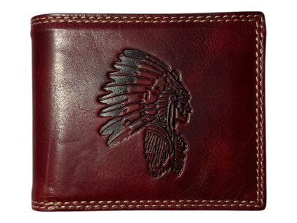 Kožená peněženka s indiánem - červená 103