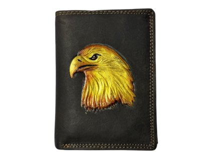 Kožená peněženka s orlem - hnědá 104