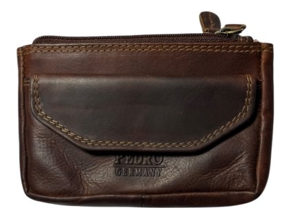Kožená peněženka na klíče a drobné - hnědá 7CD1