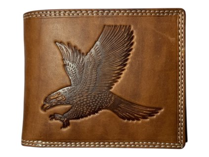 Kožená peněženka s orlem - hnědá 2217