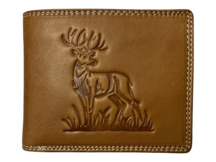 Kožená peněženka s jelenem - hnědá 2217