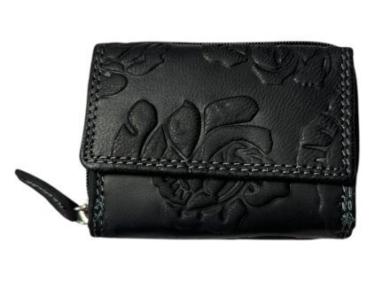 Malá kožená peněženka Roberto - černá OMA-7