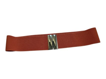 Dámský elastický pásek s kovovou sponou - oranžová 67910