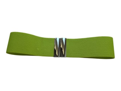 Dámský elastický pásek s kovovou sponou - zelená 67910