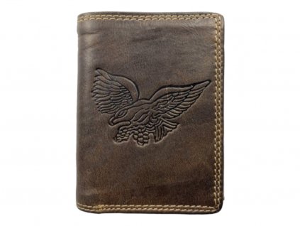 Luxusní kožená peněženka s orlem - hnědá 2450