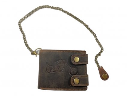 Kožená peněženka s motorkou - hnědá 3575