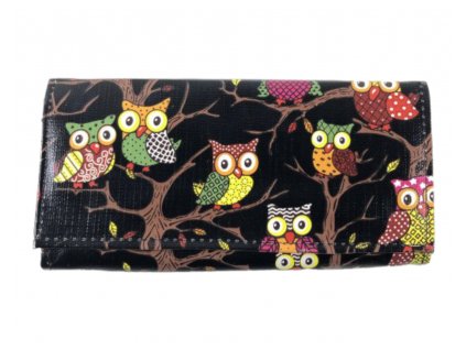 Dámská peněženka se sovičkami - černá 849