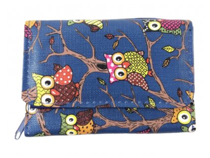 Dámská peněženka se sovičkami modrá 855