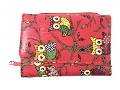Dámská peněženka se sovičkami červená 855