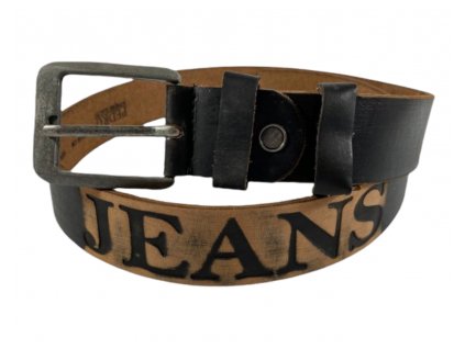 Kožený opasek  Jeans - černá 5764