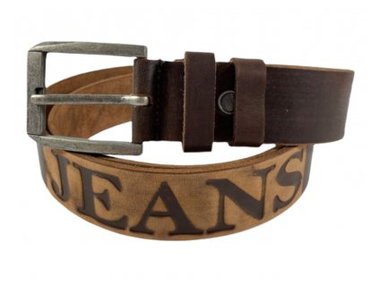 Kožený opasek Jeans - hnědá 5767