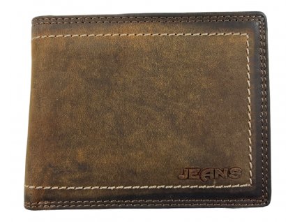 Celokožená peněženka Jeans - hnědá 8162