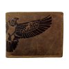 Kožená peněženka s motivem orla - hnědá 7809