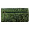 Dámská kožená peněženka s růží - zelená 3998/2