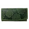 Dámská kožená peněženka s růží - zelená 3998/2