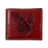 Kožená peněženka s motýlem - červená JC67