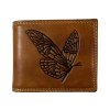 Kožená peněženka s motýlem - hnědá JC67