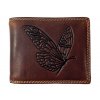 Kožená peněženka s motýlem - tmavě hnědá JC67