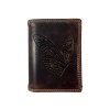 Kožená peněženka s motýlem - tmavě hnědá JC68