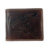 Kožená peněženka s motivem štika - tmavě hnědá JC70