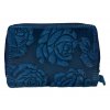 Dámská kožená peněženka s růží - modrá 4429