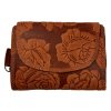Dámská kožená peněženka s růží - oranžová 4429