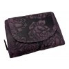 Dámská kožená peněženka s růží - fialová 4429