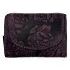 Dámská kožená peněženka s růží - fialová 4429