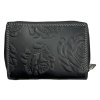 Dámská kožená peněženka s růží - černá 4429