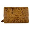 Dámská kožená peněženka s květinami - hnědá 4415/2