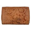 Dámská kožená peněženka s květinami - oranžová 4415