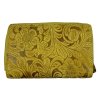 Dámská kožená peněženka s květinami - žlutá 4415