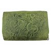 Dámská kožená peněženka s květinami - zelená 4415/2