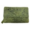 Dámská kožená peněženka s květinami - zelená 4415/2