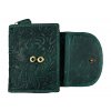 Dámská kožená peněženka s květinami - zelená 4418