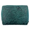 Dámská kožená peněženka s květinami - zelená 4418