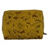 Dámská kožená peněženka s květinami - žlutá 4418