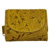 Dámská kožená peněženka s květinami - žlutá 4418