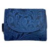 Dámská kožená peněženka s květinami - modrá 4418