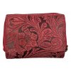 Dámská kožená peněženka s květinami - červená 4418