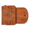 Dámská kožená peněženka s květinami - oranžová 4418