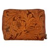 Dámská kožená peněženka s květinami - oranžová 4418